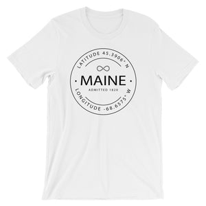 Maine - Short-Sleeve Unisex T-Shirt - Latitude & Longitude