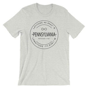 Pennsylvania - Short-Sleeve Unisex T-Shirt - Latitude & Longitude