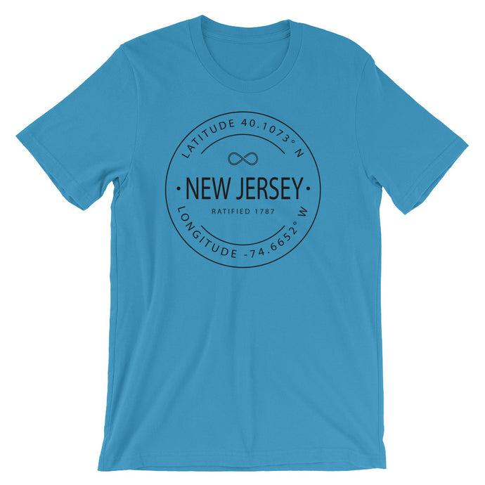 New Jersey - Short-Sleeve Unisex T-Shirt - Latitude & Longitude