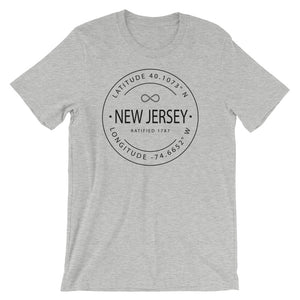 New Jersey - Short-Sleeve Unisex T-Shirt - Latitude & Longitude